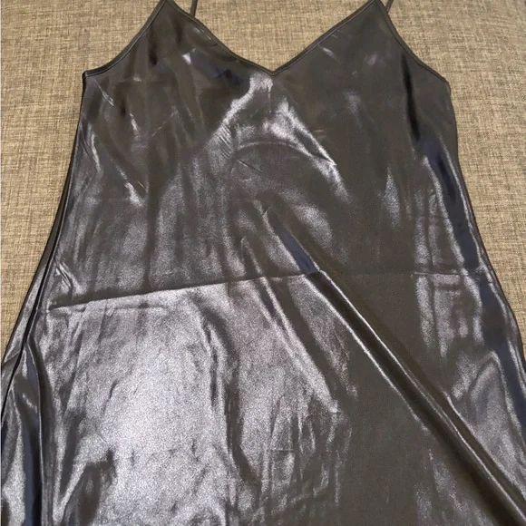 All Saints Amos 2-In-1 Satin Maxi Dress S . Navy sparkle blue - Picture 8 of 11